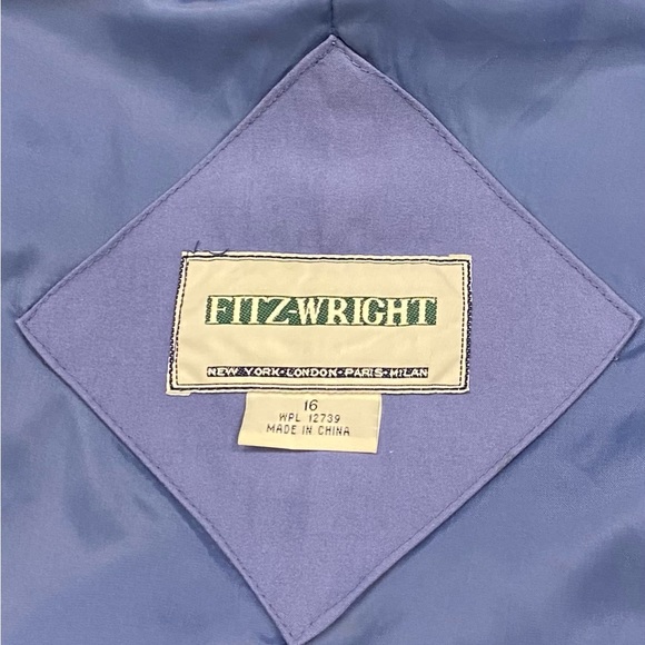 Very VTG Fitzwright Forget-Me-Not Blue Silky Soft Trench Coat, EUC, 16 - Picture 12 of 16